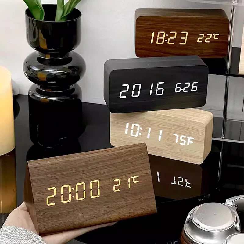 Wooden LED Alarm Clock