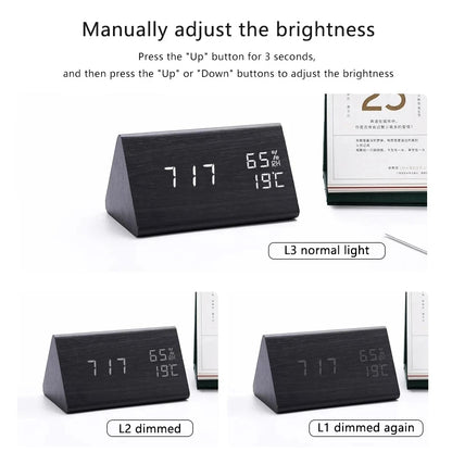 Wooden LED Alarm Clock